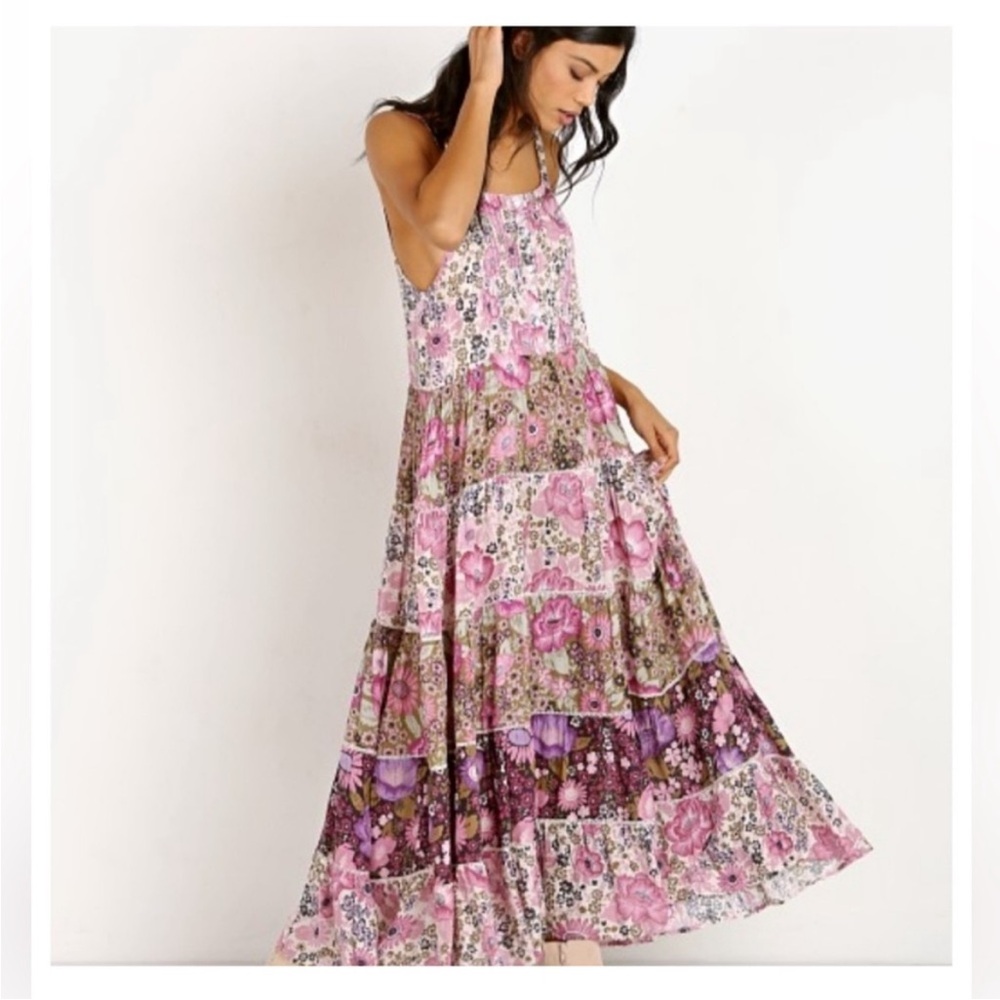 Spell Floral Patchwork Maxi Dress - Pink and Purple